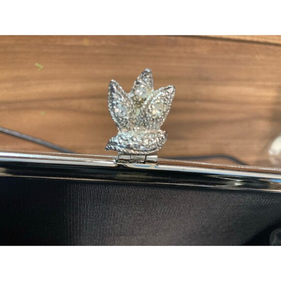 Vintage Silver Clutch Handbag Women Metallic Foil Purse - Picture 8 of 9